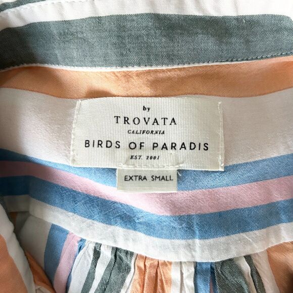 Trovata Birds of Paradis Della Button Down Shirt in Antibbes Stripe Size XS - Picture 5 of 6